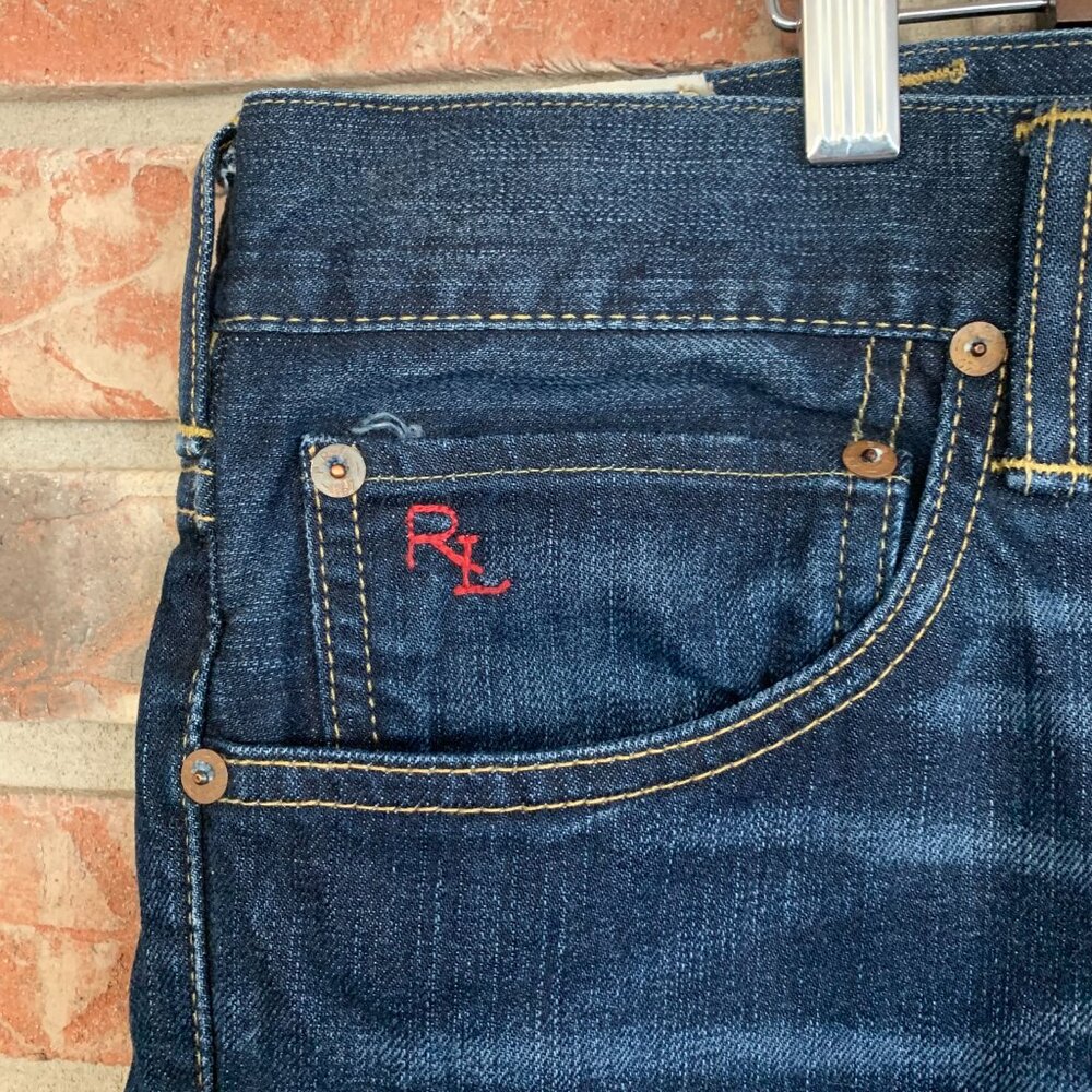 Polo Ralph Lauren Hampton Relaxed Men's 42T / 36 Dark Denim Straight Leg Jeans - Picture 6 of 14
